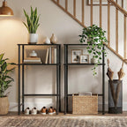 HOOBRO Narrow Console Table for Small Space, 15.7" Entryway Table with Storage, 2 Tier Sofa Table with 2 Shelves, Skinny Console Table for Entryway, Hallway, Living Room, Foyer, Black BB40XG01