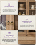 TYBOATLE 71'' Arched Pantry Cabinet with Glass Door for Kitchen Dining Room | Arch Storage Cabinet, Versatile Cupboard with Innovative Drawer and Anti-Tip Device, Kitchen Dining, Natural