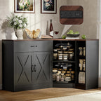 Corner Cabinet w/Charging Station, Kitchen Pantry w/Lazy Susan Turntable | Farmhouse Food Pantry Cabinet w/Drawer & Doors & Adjustable Shelf, L-Shaped Sideboard for Dining Room (Black)