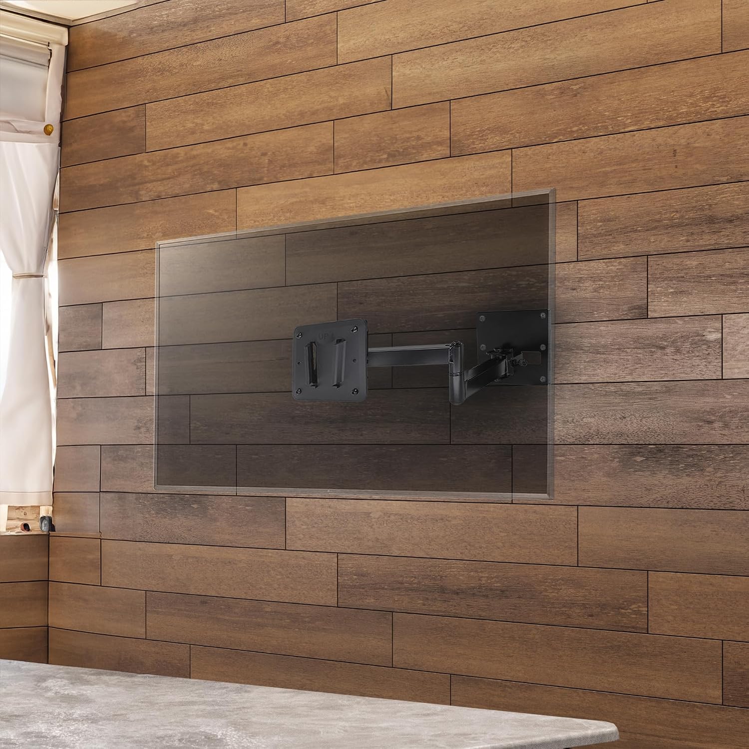 VIVO Black RV TV Mount with Arm for VESA 100x100mm, Mount-VWRV3 | Articulating Extension, Quick Disconnect Plastic Polymer Mount, Low Profile Wall Bracket for Camping Indoor Use, Holds 22 lbs