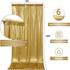 30ftx10ft Gold Backdrop Curtain for Parties, Wrinkle Free Glitter Photo Backdrop Drapes 6 Panels 5x10FT Shimmer Back Drop Cloth for Wedding Birthday Christmas Photography Background