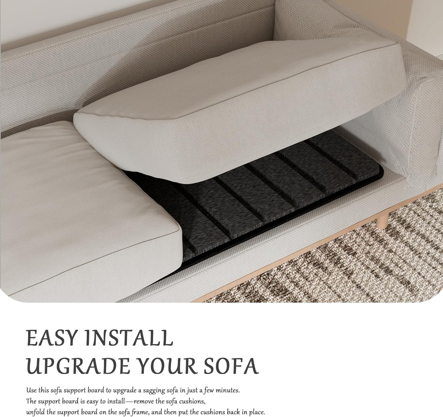 Heavy Duty Couch Cushion Support Board for Sagging Sofa, 24" x 70" Sofa, Thick Plywood Boards Add Strong Seat Supports, Stays in Place, Replacement Stuffing Under Couches