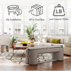 Hyfirm 3-Pieces Modern Upholstered Ottoman Waterfall Bench for Bedroom End of Bed, 53" Chenille Entryway Bench Sets, Comfy Indoor Narrow Window Bench Bed Stool Living Room Bedroom, Oatmeal