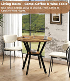 MECHYIN 31.5" Round Kitchen Table for 2-4, Small Round Dining Table with Storage, Rustic Wood Circle Table with Metal Legs, Compact Dining Room Table for Kitchen, Cafe, Apartment and Small Space