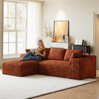 Cloud Sectional Couch Modular Sectional Sofa, 96" Comfy Fluffy Orange L Shaped Couches for Living Room, Deep Seat Plush Corduroy Memory Foam Couch with Left Facing Chaise Sofa