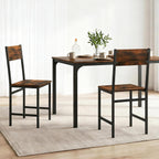 Industrial Dining Chairs Set of 4, Wooden Kitchen Chairs with Slanted Backrests & Metal Legs, 330lb Capacity, Easy to Assemble, Farmhouse Dinner Seats for Living Room, Restaurant , Rustic Brown