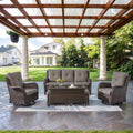 Belord Wicker Outdoor Furniture Patio Furniture Set - 6 Piece Patio Conversation Set with Swivel Rocker Chairs, Rattan Sofa, Ottomans and Coffee Table, Gray Cushion