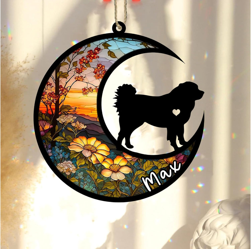 Personalized Dog Memorial, Custom Name Caucasian Shepherd Dog Christmas Ornament with Name, Custom Breeds, Pet Loss Light Catcher, Gifts for Lovers Loss of Pet Sympathy on Mothers Day Christmas