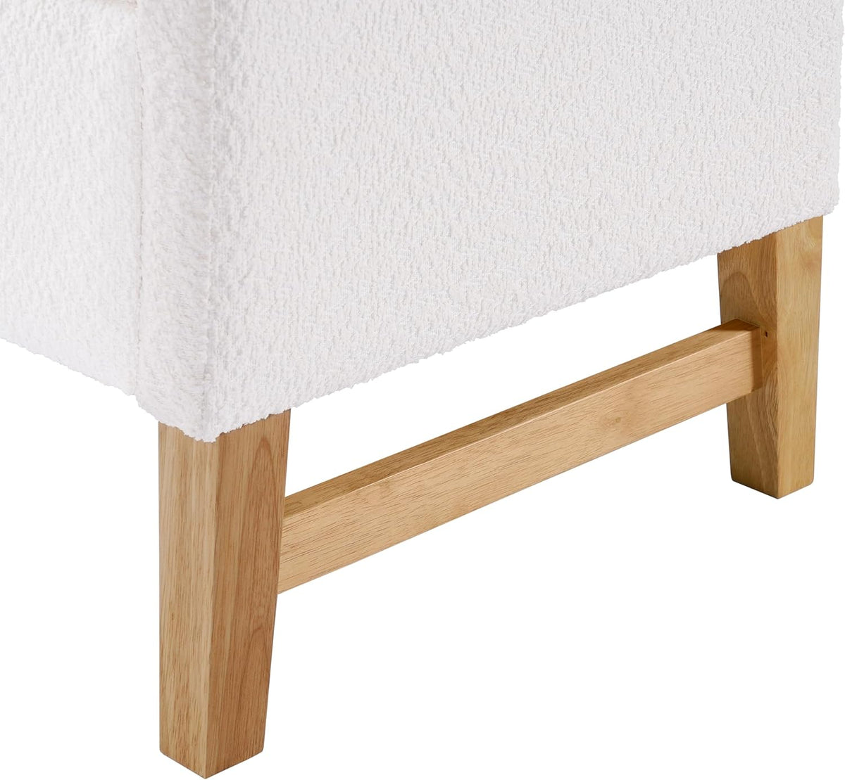Merax Boucle Upholstered Storage Bench 50.8" End of Bed Bench with 2 Round Pillows & Solid Wood Legs, Ample Hidden Storage Space, Ottoman for Entryway Bedroom, Ivory