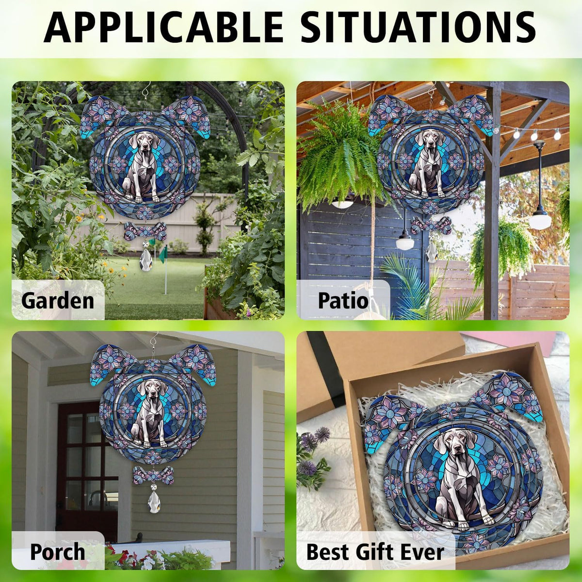Weimaraner Dog Ears Wind Spinner, Weimaraner Wind Spinner Hanging for Yard and Garden V02