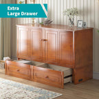 BALUS Murphy Bed, Queen Cabinet Bed, Modern Adults Guest Room Murphy Chest Cube Beds with Built-in Charging Station and Storage Drawers for Bedroom Apartment, No Mattress, Cherry