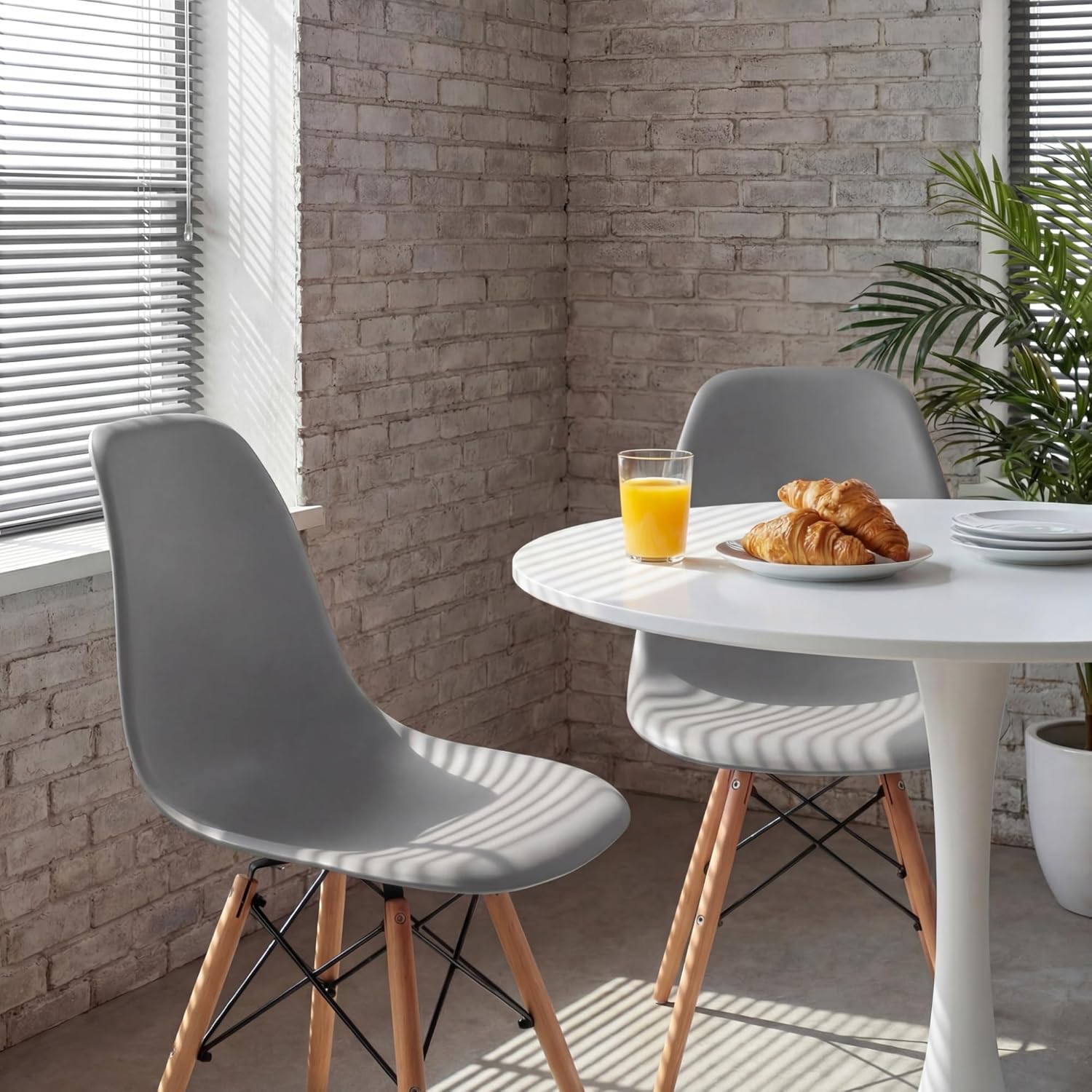 Furmax Modern Style Dining Chair Mid Century Modern DSW Chair, Shell Lounge Plastic Chair for Kitchen, Dining, Bedroom, Living Room Side Chairs Set of 4