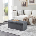 Folding Storage Ottoman Bench, Ottoman Foot Rest, End of Bed Bench, Storage Chest, for Living Room, Bedroom, Entryway, 35 Inches, Gray