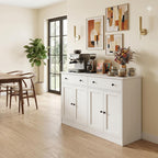 holzart 49" White Buffet Cabinet with Doors & Drawers, Modern Kitchen Storage Sideboard, Coffee Bar Console Table for Dining Room, Living Room, Entryway