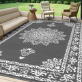 Yamaziot Outdoor Rug 8x10 Ft, Waterproof Reversible Plastic Straw Patio Rug, UV Resistant Portable RV Mat Clearance, Large Indoor Outdoor Rug for Patio, Porch, Deck, Balcony, Dark Gray