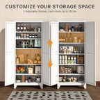 71" Metal Kitchen Pantry Cabinet with Dual Opening Design, Tall Storage Cabinet with Large Capacity, Freestanding Cupboard,Ideal for Small Space Organization, White
