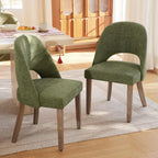Wooden Dining Chairs Set of 2, Upholstered Modern Chenille Dining Room Chair Kitchen Chairs, Comfy Farmhouse Dinner Chair for Kitchen Dining Room, Green