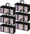 Criusia 6 Pack DVD Storage Bags, Clear PVC Media Organizer with Zipper and Handles, Stackable Holder Case for CDs, Blu-ray, Video Games, Albums, Movie Cases