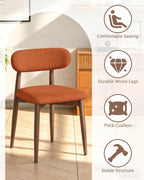 Wooden Dining Chairs Set of 4, Mid Century Modern Upholstered Kitchen Chairs with Solid Wood Legs, 350lb Heavy Duty Padded Side Chairs for Dining Room & Vanity, Orange