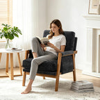 RNKSFX Black Accent Chair for Bedroom & Living Room, Mid Century Modern Accent Arm Chair, Upholstered Anthropologie Accent Chair with Solid Wood Frame, Fabric