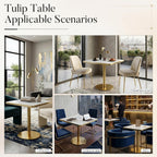 31.5" Square Dining Table, Square Restaurant Table with 1.2" Thick Sintered Stone Tabletop and Golden Metal Pedestal Base, Bistro Table for Diner, Bar, kitchen, Bakery, Apartment (Marble White)