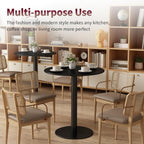 Round Dining Table 24" Circle Tulip Table with Metal Thickened Tabletop & Sturdy Metal Pedestal Mid Century Modern Leisure Bistro Kitchen Tables 2 People Small Places Living Room Cafe,Black