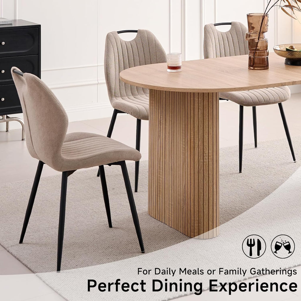 Dining Chairs Set of 4, Upholstered Living Room Chairs Modern Fabric Wingback Kitchen Chairs for Apartment Waiting Room, Khaki