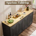 63" Fluted Sideboard Buffet Cabinet with Storage,Large Modern Accent credenza storage cabinet with Doors & Adjustable Shelves,Wood Coffee Bar Table Console for Dining Room Kitchen Living Room Entryway
