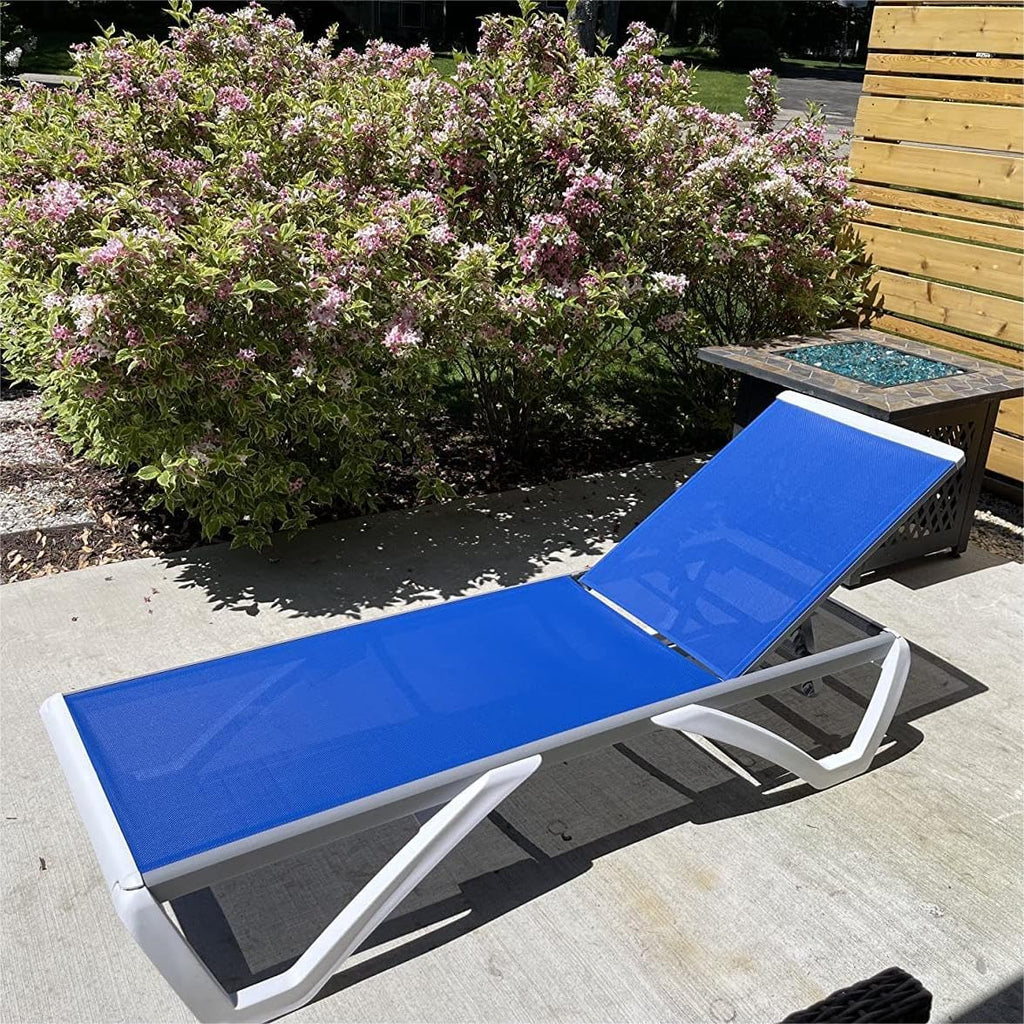 Domi Patio Lounger Chair Outdoor,Pool Lounge Chair, Blue | Adjustable Backrest,Stackable,Aluminum Chaise Lounge for Beach, Yard, Balcony, Poolside