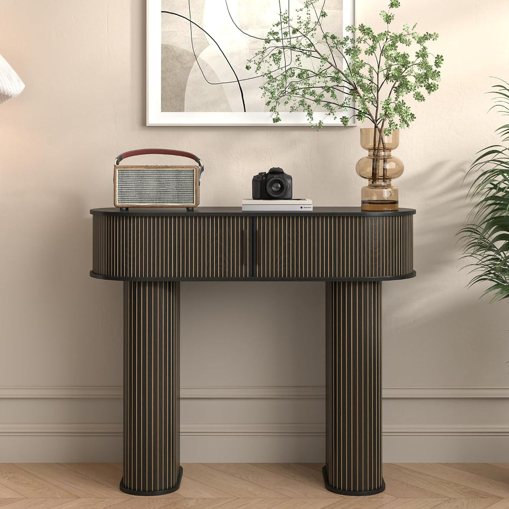 Round Modern Console Table, Mid Century Sofa Table