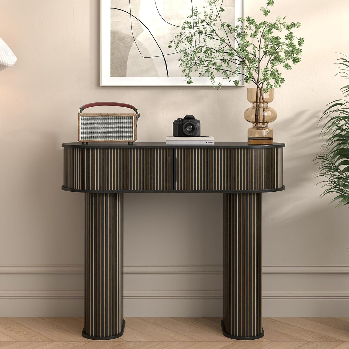 Round Modern Console Table, Mid Century Sofa Table