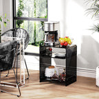 Acrylic End Table Record Player Table with Storage Shelf Clear Side Table Nightstand (Black)