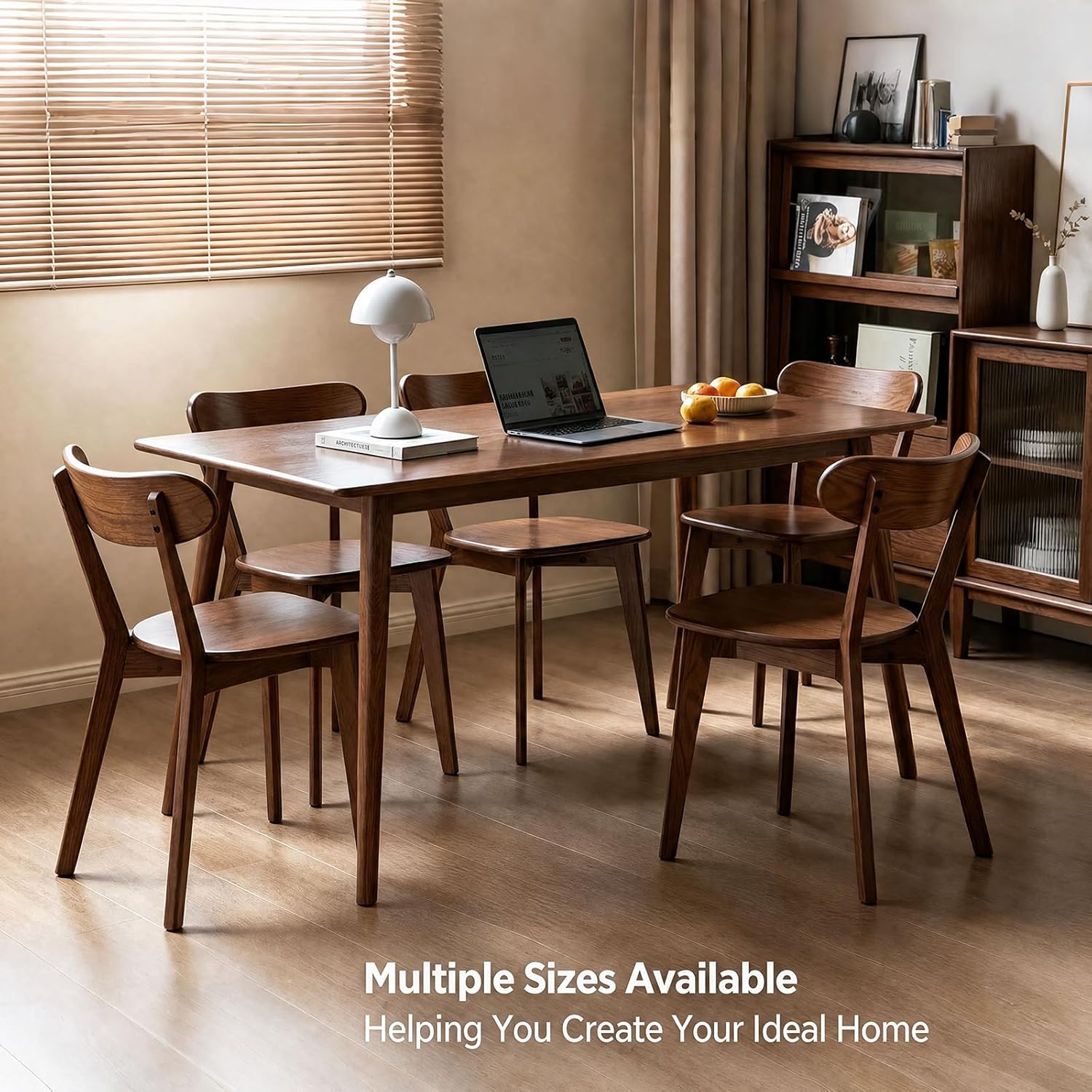 Walnut Solid Wood Dining Chairs Set of 6 – FAS-Grade North American Oak, Mid Century Modern Curved Back, 400 lbs Heavy Duty for Restaurant, Kitchen & Home