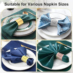 Polymer Material Reusable Napkin Band, Glue-Free Tear-Proof Water Resistant Oil-Proof Napkin Bands Set of 200(Assorted 4 Front Colors and Back Silver), 6 Adjustable Sizes Napkin Rings