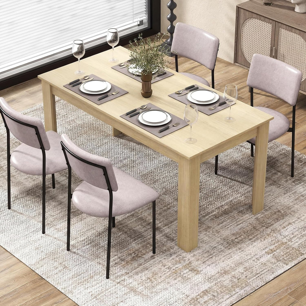 GOFLAME Dining Table for 4-6 People, 63” Modern Kitchen Table with L-Shaped Legs, 330 lbs Weight Capacity, Large Wooden Rectangular Dinner Table for Dining Room, Living Room (Natural)