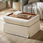 HULALA HOME Storage Ottoman Coffee Table with Lift Top, Farmhouse Linen Upholstered Ottoman with Removable Fabric Cover, 30-Inch Large Coffee Table with Storage for Living Room, Bedroom, Beige