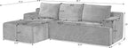96" Corduroy Sectional Sofa Couches for Living Room - L Shaped Compressed Cloud Couch with Left Facing Chaise Lounge and Side Pockets