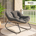 Outsunny Papasan Rocking Chair, Wicker Oversized Indoor Outdoor Rocking Papasan Chair with Cushion, PE Rattan Outdoor Rocker Egg Chairs for Living Room, Garden, Patio, Balcony, Dark Gray