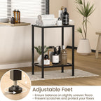 Side Tables Set of 2,Tempered Glass End Tables, 2-Tier Nightstands with Open Shelves, Small Coffee Table with Modern Style, Accent Table Small Table Sofa Table for Living Room, Bedroom, Black