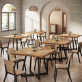 Tribesigns Square Dining Table Set of 6, 31.5" Farmhouse Dinner Table with Metal Base, Wood Kitchen Table for Dining Room, Small Space, Apartment, Rustic Brown & Black (Chairs are not Included)