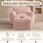 Giant Bean Bag Chair for Adults, Large Bean Bag with Ottoman | Cloud Comfy Bean Bag with Backrest & Armrests, Stuffed Beanbag Chair for Reading, Gaming, Napping, Pink