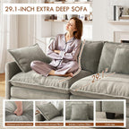 WorthFurni 111.4" Modular Sectional Sofa, U Shape Cloud Couch with 2 Movable Ottoman, Comfy Chenille Deep Seat Sofa with Soft Pillows for Living Room Bedroom Apartment (Grey)