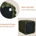 Modern Square Vanity Stools, Small Striped Pattern Ottoman, Cute Velvet Foot Stool, Tufted Fabric Footrest, Upholstered Vanity Chair, Stool for Makeup, Bedroom, Living Room(2, Square-Dark Green)