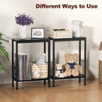 Narrow Side Table, Skinny End Tables with Magazine Holder, Small Sofa Table for Small Spaces, Space-Saving Design, Slim Nightstand Bedside Table for Living Room, Bedroom, Office, Black