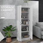 HOMCOM 69" Tall Storage Cabinet Movable Shelves Soft Close Doors White | Modern Style Pantry Cabinet