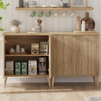 Homleke Buffet Cabinet with Storage, Modern Fluted Accent Sideboard with Doors & Adjustable Shelf, Buffet Table Entryway Cabinets for Living Room, Kitchen, Dining Room, Hallway, Natural
