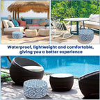 Cinnvoice 2 Pcs Inflatable Outdoor Ottoman Pouf Waterproof Round Footrest with Handle D21 x H9 Inch Indoor Outdoor Portable Footstool for Patio Garden Camping or Home Pool(Retro)
