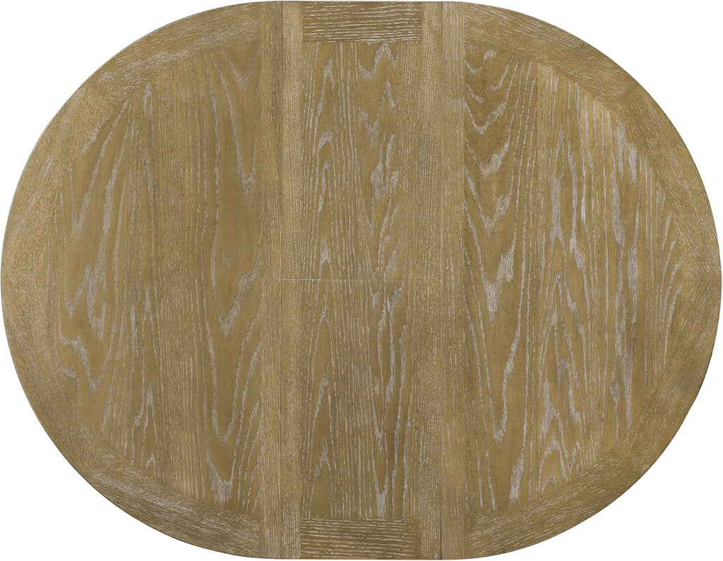 54'' Round Oval Dining Table Extendable Kitchen Table for 4-6, Modern Mid-Century Retro Style Wood Dining Room Table with a 12" Leaf for Living Room Kitchen, Natural Wood Wash