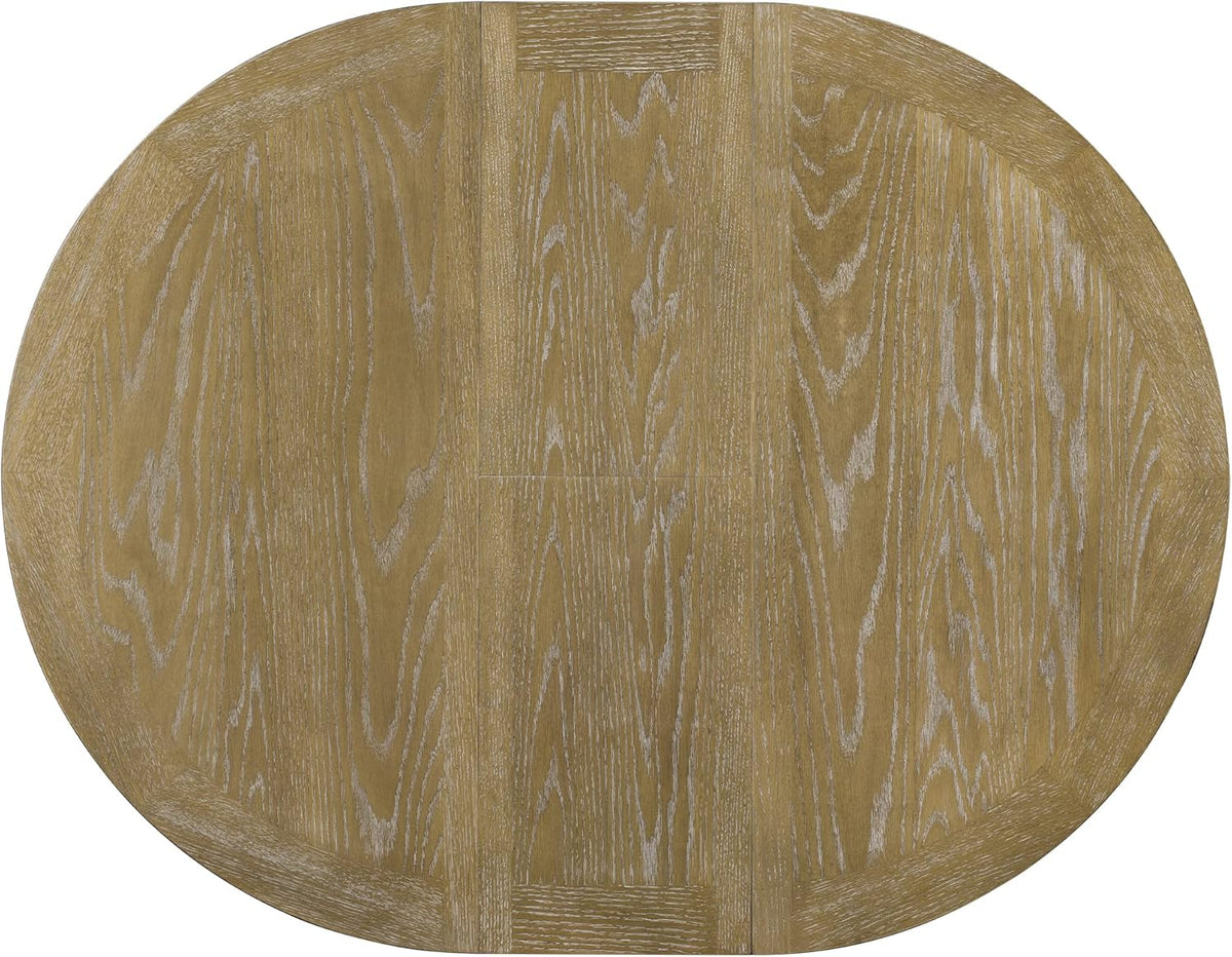 54'' Round Oval Dining Table Extendable Kitchen Table for 4-6, Modern Mid-Century Retro Style Wood Dining Room Table with a 12" Leaf for Living Room Kitchen, Natural Wood Wash