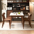 YESWOOD Oak Dining Chairs Set of 4, 100% Solid Wood Kitchen Chairs with Curved Backrest, Mid Century Modern & Farmhouse Side Chairs for Dining Room, Living Room, Study, Walnut